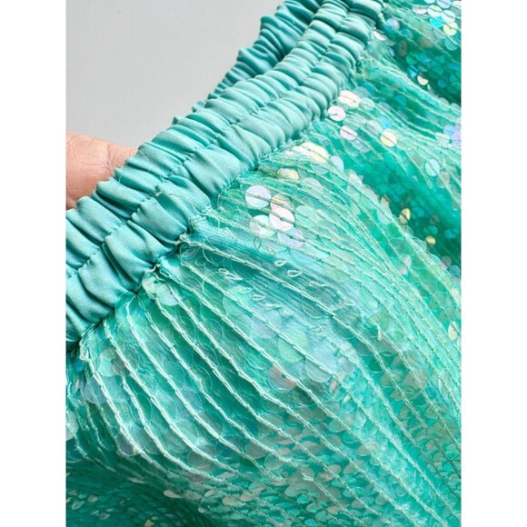 Vintage 90's SAKS FIFTH AVENUE Turquoise Beaded Sequin Blouse Skirt Set, Size M - Picture 12 of 16